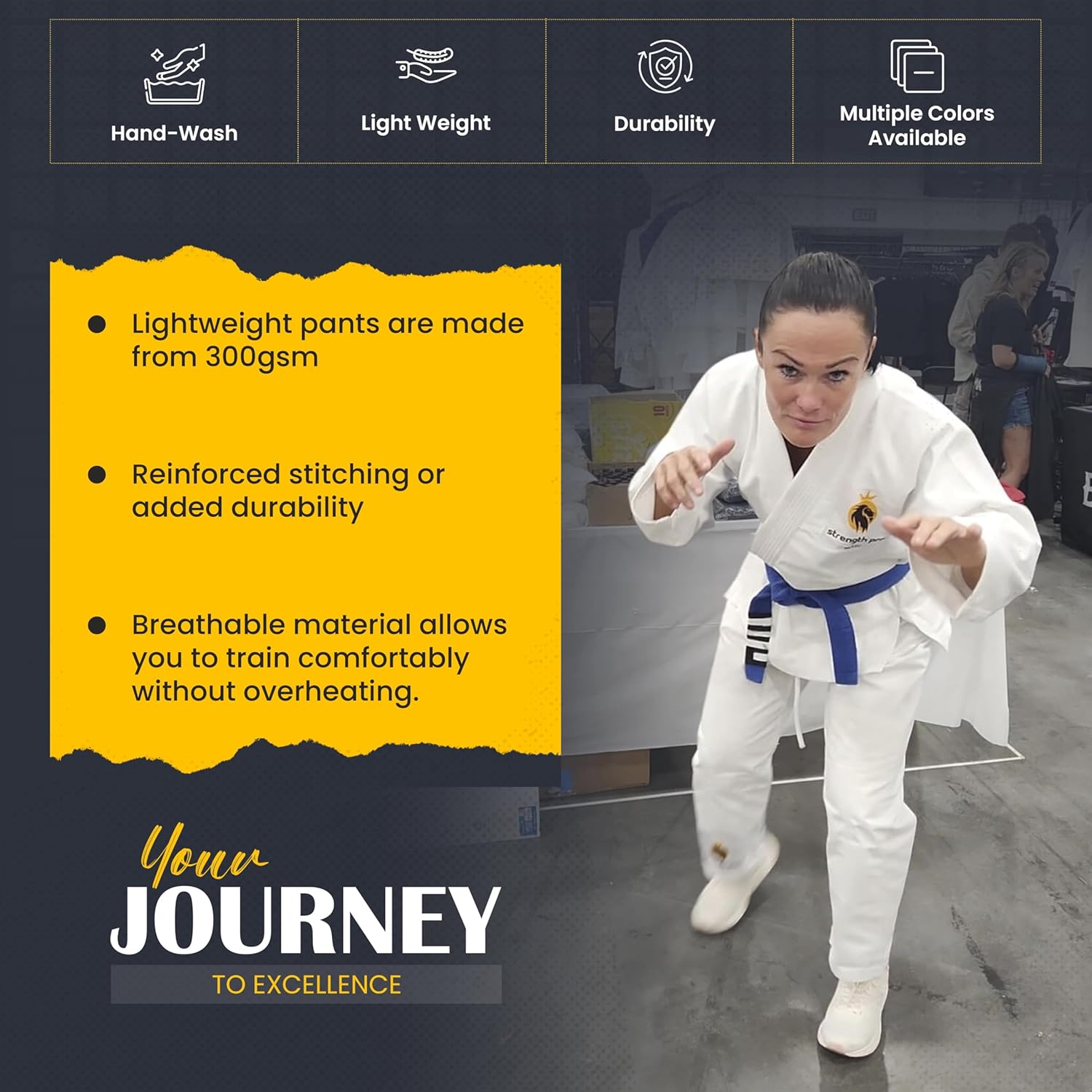 Strength Pro | BJJ Gi Adult | Brazilian Jiu Jitsu Gi Kimono Prolight | 300 GSM White
