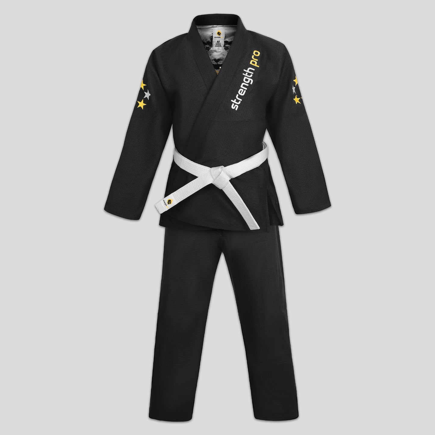 350 GSM Brazilian Jiu Jitsu Gi Black Kimono - Strength Pro