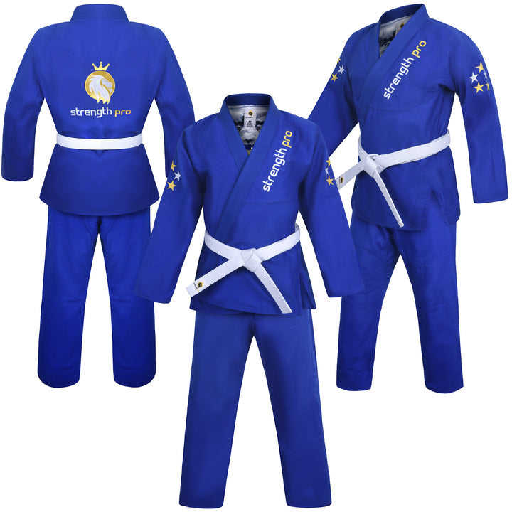 Strength Pro | BJJ Gi Adult | Brazilian Jiu Jitsu Gi Prolight Grappling | 450 GSM Blue