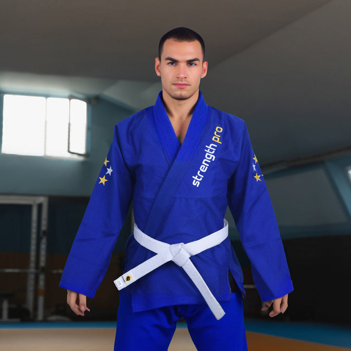 Strength Pro | BJJ Gi Adult | Brazilian Jiu Jitsu Gi Prolight Grappling | 450 GSM Blue